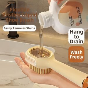 Press-to-Dispense Liquid Shoe and Garment Brush Soft Bristles