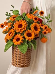 Sunflower Handheld Basket DIY Handcraft Material Kit Birthday Gift for Girlfriend Teacher Decoration Piece Creative Toy for Teens