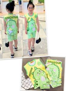 22-40kg 378- Bộ thun lạnh 3D sát nách quần lửng bé gái thun đep hàng shop mềm mịn mát 096