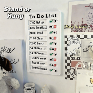 White PVC To Do List Board Reusable Daily Task Tracker Stand/Hangable Habit Tracker for Office & Home
