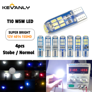 KEVANLY | 4pcs T10 LED Diode Bulbs Canbus Strobe W5W Bulbs Flashing LED Reversing Light License Plate Light Parking Lights Camping Light