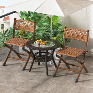 Wicker Rattan Folding Backrest Chair Water Proof Outdoor Garden Breathable Comfortable Chairs藤编折叠椅