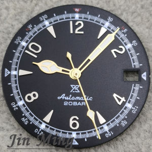 High Quality 28.5mm White Black Blue Green Date NH35 Matte Watch Dial Green Luminous For SKX Mod For NH35 NH36 4R 7S Movement