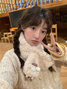 ผ้าพันคอขนแกะหนาสำหรับผู้หญิงในฤดูใบไม้ร่วงและฤดูหนาว ผ้าพันคอขนแกะหนาและน่ารักสำหรับเด็กผู้หญิง ผ้าพันคอแบบใหม่สดชื่นสไตล์เกาหลี