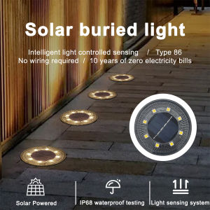 Solar LED Ground Lights Outdoor Ip68 Waterproof Lawn Lamp Wire-Free Intelligent Light Control Sensor For Coutryard Road Garden Step Decor