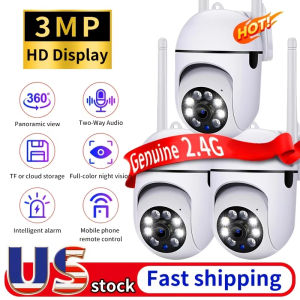 3MP PTZ Dome Cameras with Night Vision Two-Way Audio WiFi Connectivity - Wall Mounted