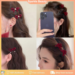 2PCS Wine Red Girls Happy New Year Hairclips for Women Girls Fashion Accessory