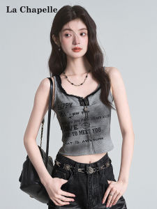 La Chapelle | American Letter Print Sleeveless Short Style Bind Camisole Top