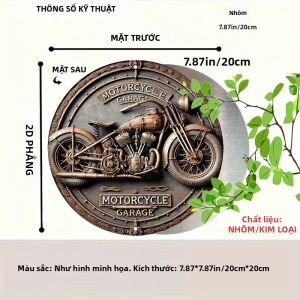 Biển Hiệu Sắt Tròn Kiểu Cổ Điển Cho Gara Xe Máy Màu Đồng Trang Trí Nghệ Thuật Treo Tường Bằng Kim Loại Với Viền Trang Trí Cầu Kỳ