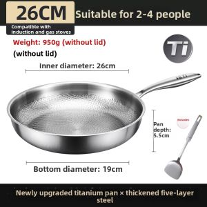 Pure Titanium Non-Stick No-Coating Hammered Thickened Frying Pan