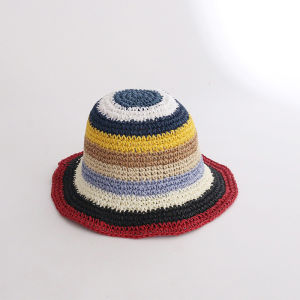 New Popular Summer Beach Bucket Hat Cap For Women Crochet Straw Rainbow Spring Fish Hat Outdoor Female Lady Gift Wholesales
