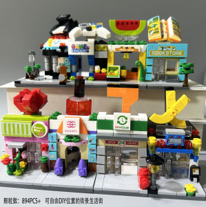Retro Townscape Building Blocks Childrens Puzzle Toys Gift Small Particle Street Scene Hong Kong Style Vintage Model Kit