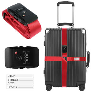 Cross Luggage Strap TSA Customs Lock Luggage Strap Adjustable Travel Suitcase Belt with ID Tag Anti-lost Baggage Packing Belt