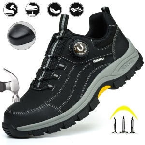 Mens Steel Head Safety Shoes Puncture And Smash Resistant Lightweight Sole Breathable Upper for Outdoor Workshop Work Shoes