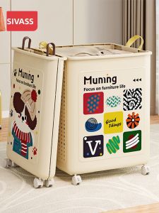 SIVASS | Home Foldable Large Capacity Laundry Basket With Wheels