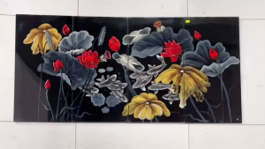 Tranh sơn mài Hoa Sen đắp nổi 3D cao cấp hàng xuất khẩu  treo tường trang trí nhà cửa văn phòng quà tặng tân gia tặng dịp Lễ Tết đầy ý nghĩa