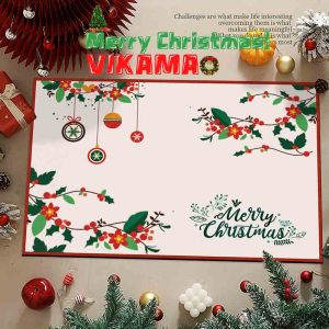 VIKAMA American Christmas Cartoon Diatomite Home Decorative Small Carpet Bathroom Kitchen Non-slip Water-absorbent Foot Mats