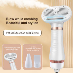 Pet Grooming Dryer 6 in 1 Dog Cat Hair Removal Comb Massage Spray Brush 300W Hot Air Comb Pet Hair Dryer 3-speed Adjustable