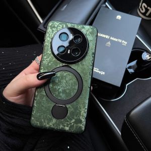 360° Rotating Magnetic Absorption Stand Compatible with Huawei Mate70Pro Mate60Pro Super Thin Genuine Leather Full Lens Protection Case