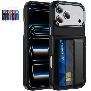 Case For iPhone 18 Pro Max 17 16 puls 15 14 13 Phone Case with Hidden Card Holder and Kickstand Slim Shockproof Protective Cover with Dual Card Slot Raised Edge Camera Protection Skin Friendly Anti Slip Grip Hard She