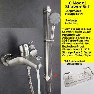 304 Stainless Steel Shower Faucet Bathroom Switch Triple Cold And Hot Shower Bath Tub Hidden Wall Mounted Mixing Valve