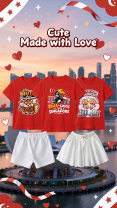 Singapore National Day Kids Red T-Shirt Family Matching Outfit - Beak-Cause I Love Singapore