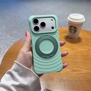 szhaiyu | Liquid Soft Silicone Ripple 360 Rotating Ring Holder Case for IPhone 18 17 Pro Max 16 15 Pro Magnetic Protection Phone Cover