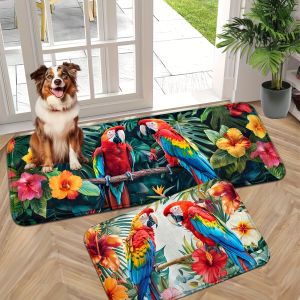 VIKAMA Exotic Tropical Parrot Kitchen Rug Non-Slip Machine Washable Soft Mat for Entryway Bathroom Corridor Home Decor
