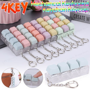 4 Keys Finger Keyboard Fidget Toys with LED Light Sensory Fidget Keyring Keycaps Fidget Keyborad Button Finger Calming Keychain