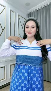 Midi Batisa - Pakaian Wanita Dress Katun Kombed Kombinasi Jeans