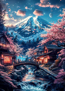 1000Pieces Jigsaw Puzzle Mount Fuji Cherry Blossoms Japanese Spring Landscape For Adults Family Fun Relaxing Brain Teaser Gift