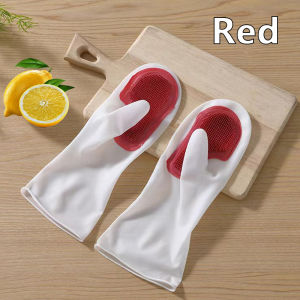 Dishwashing Cleaning Gloves Magic Silicone Rubber Dish Washing Gloves for Household Sponge Scrubber Kitchen Cleaning Tools