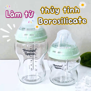 COMBO Ty Ngậm Silicon Siêu Nhẹ Tommee Tippee Ultra Light 6-18m & Bình Sữa Thủy Tinh Ty Siêu Mềm Tommee Tippee 250ml