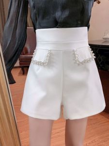 กางเกงขาสั้นทรงเอเอวสูงสไตล์เกาหลีประดับเพชร ทรงหลวม กางเกงขายาวทรงหลวมสบาย ๆ สำหรับผู้หญิงในช่วงฤดูร้อนปี 2025