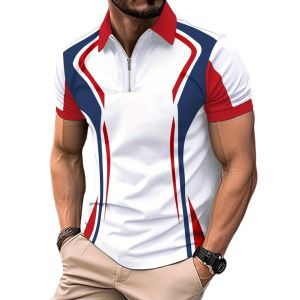 Mens Polo Shirt Lapel Polo Button Up Polos Golf Shirt Gradient Graphic Prints Turndown Navy Orange Green Gray Short Sleeves Print Clothing Apparel Sports Fashion Streetwear