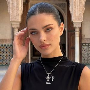 CAFFTI | Silver Shimmer Lace Cross Pendant Pearl Necklace