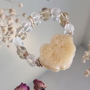 Ruyi & Lucky Turns - Abundance Luck Prosperity & Protection Bracelet - Jade Clear Quartz & Citrine
