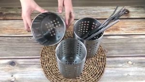 811 - Tempat Peralatan Makan Tabung Penyimpanan Sendok Garpu Stainless Steel Cutlery Stand Organizer