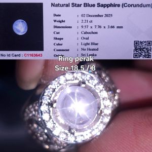 Batu natural very light blue STRONG STAR sapphire ceylon safir srilanka no treatment BODY GLASS