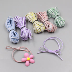 Double Color Flat Rope Elastic Band DIY Handmade Knotting Hair Tie Material Leather Strap 3MM Small Leather Cover Women