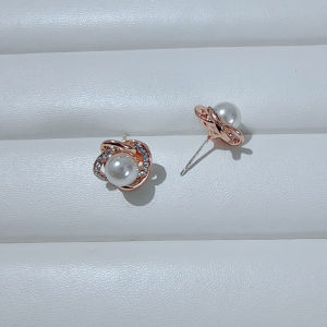 Red Imitation Pearl Silver Needle Earrings Womens Elegant Fashion Jewelry Small Size New Years New Style Elegant Atmosphere