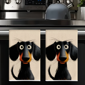 2-Pack Black Puppy Kitchen Towels Dish Towels Hand Towels Kitchen Decor Towels Neighbor Gifts Sweet Housewarming Gifts for Friends Mom Gifts Friend Birthday Gifts