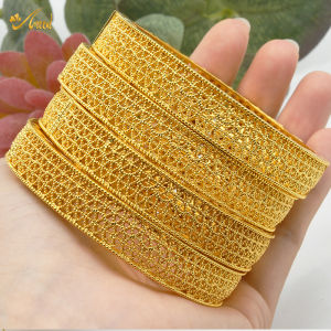 Brass Alloy Womens Indian Gold Plated Hollow Out Bangle