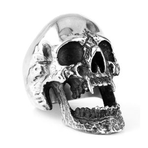 Punk Gothic Vampire Skull Rings For Men Stainless Steel Skull Biker Ring Fashion Hiphop Motorcycle Rock Biker Jewelry Wholesale
