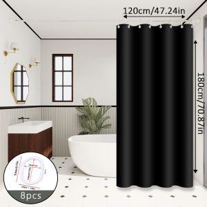 Pure Black Cool Shower Curtain Modern Dark-Style Bathroom Curtain a Great Item for Transforming Rental Apartments into Stylish Bathrooms