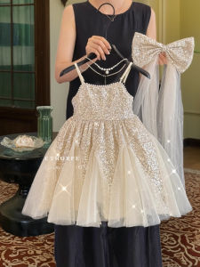 Princess Style Birthday Party Dress for Girls Summer New High-End Feel Baby Girls Dress Rich Family Princess Feeling Skirt