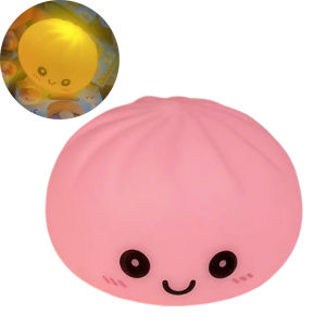 Bandai | Kawaii Steamed Bun LED Night Light Cute Dumpling Squishy Silicone Color Changing Bedroom Decorative Lights Gift for Children