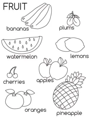 Isi 20 lembar Gambar mewarnai anak/kertas bergambar Tema Buah