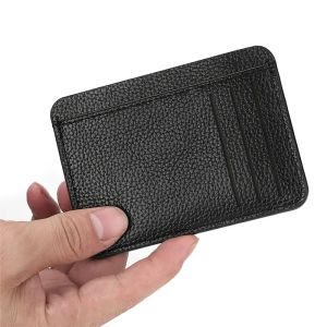 Simple Card Holder Mini Solid Faux Leather Credit Card Holder