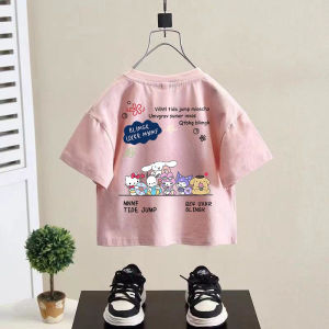 Princess Style Cartoon Letter Print Short Sleeve Pure Cotton T-Shirt for Girls Baby Loose Cute  Style Childrens Clothing